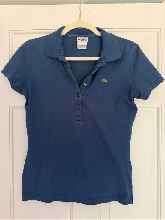 Lacoste Tops - Lacoste Women's Navy Short-Sleeve Button Polo, size 40